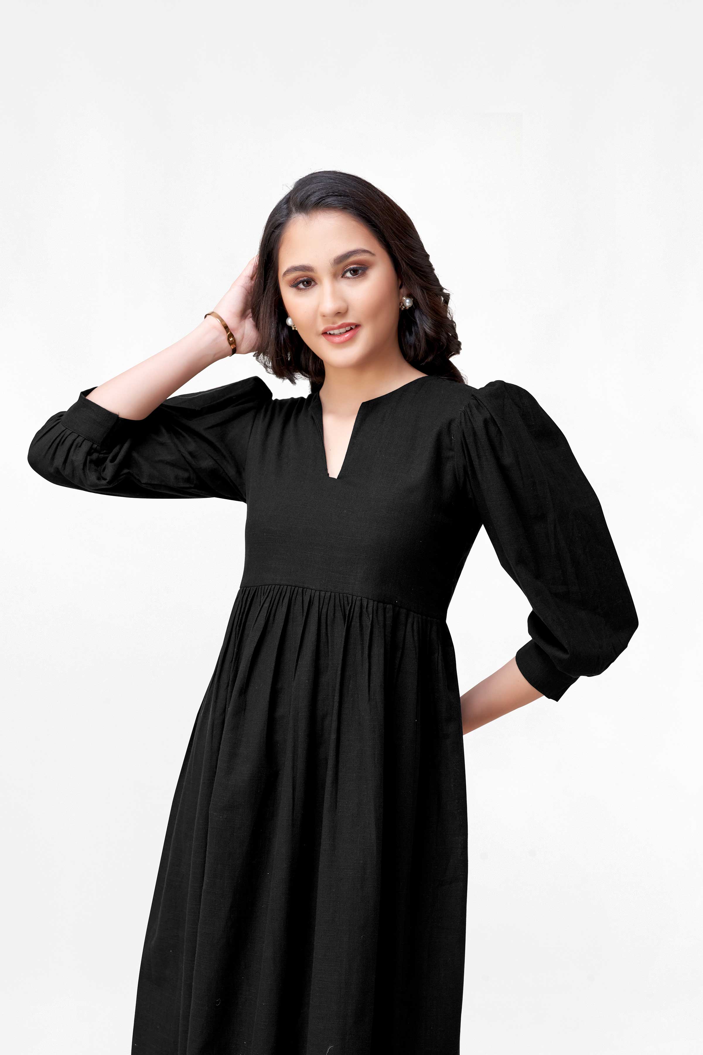 VIBHA BLACK COTTON DRESS