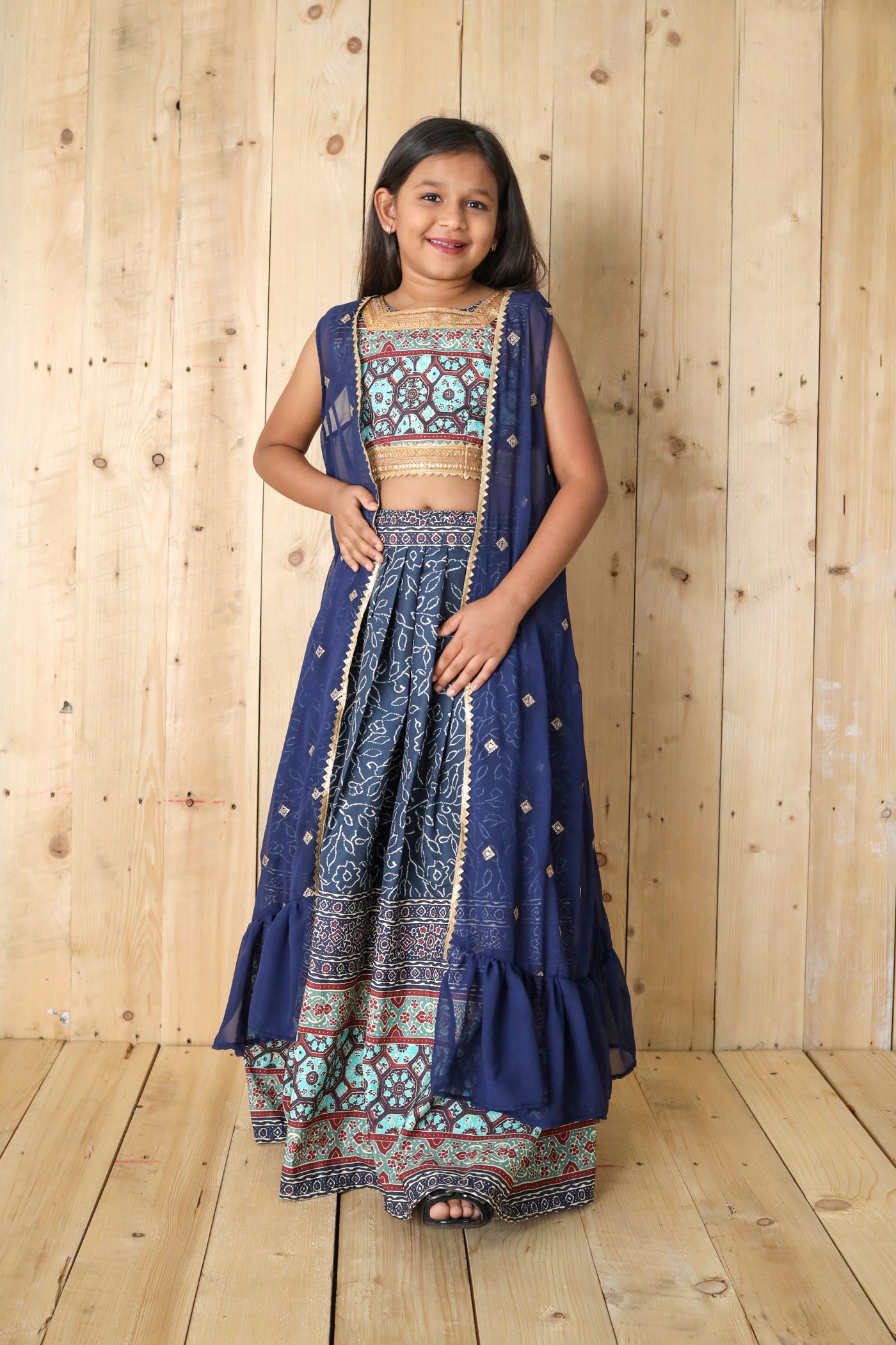 BERRY BLUE EMBROIDERY SHRUG KIDS SET