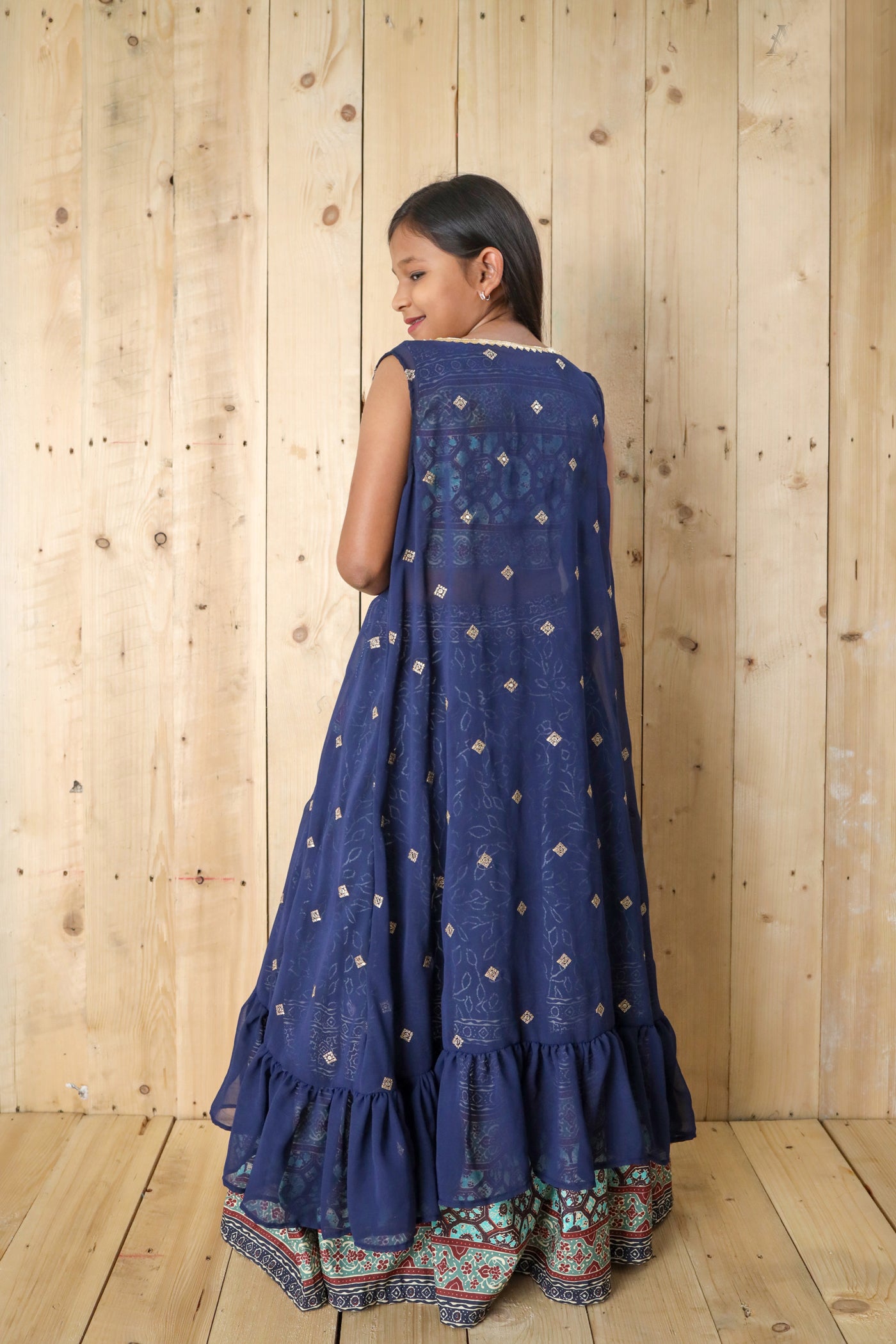 BERRY BLUE EMBROIDERY SHRUG KIDS SET