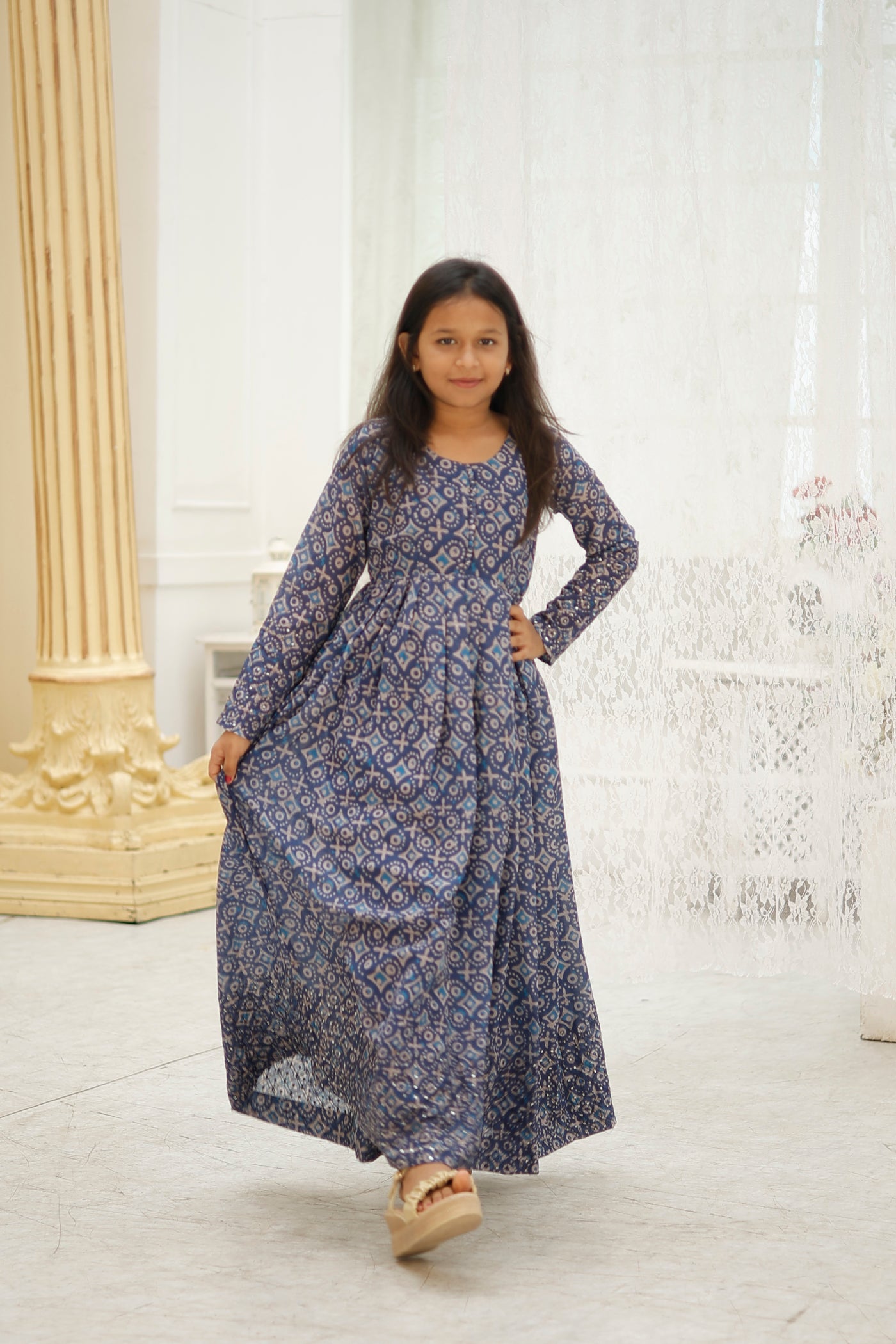 Adorable Kids Gown with Embroidery Zari Sequins Work