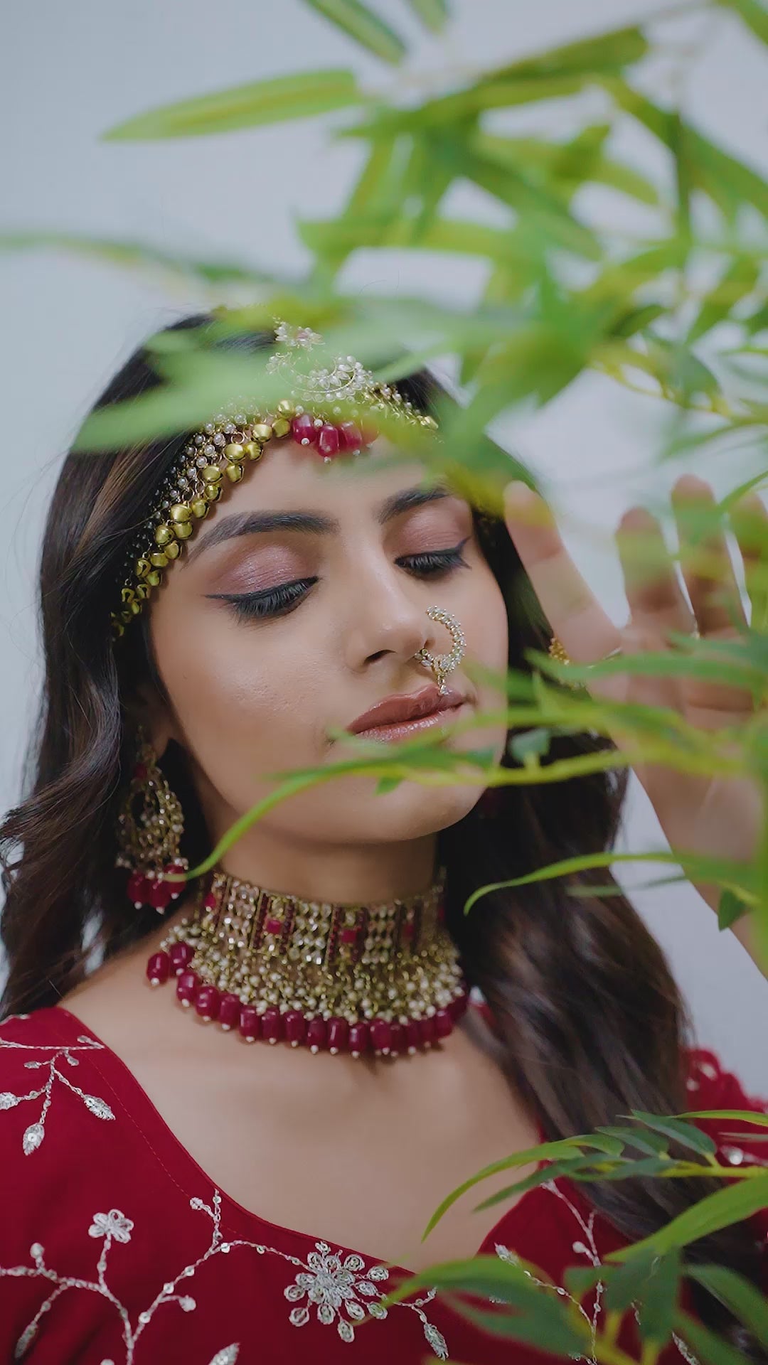 Maroon Faux Georgette Embroidered with Full Flaired plazzo set