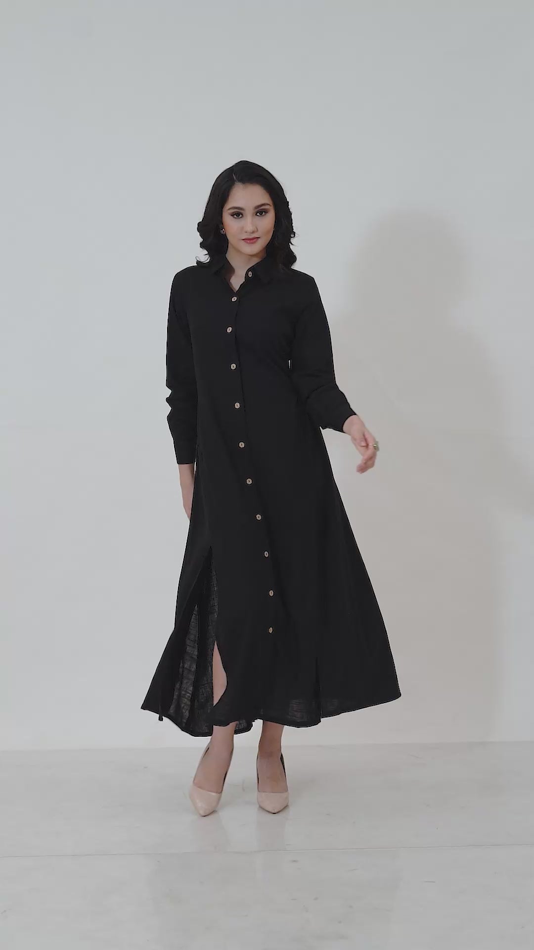 FIZA BLACK SLUB COTTON DRESS