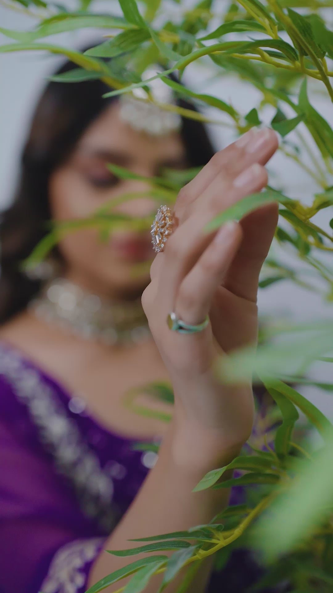 Purple Faux Georgette Embroidered Full Flaired Palazzo Set