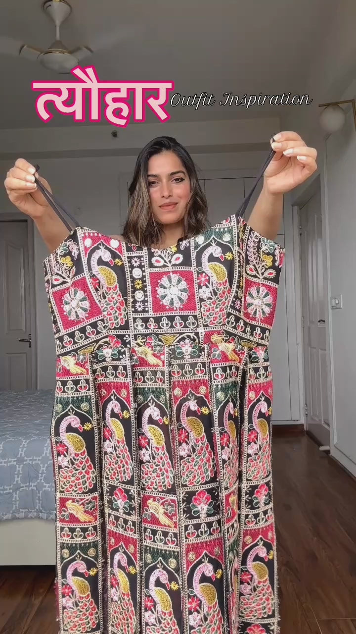 Navratri Ready Indo-Western Kurti in Embroidered Georgette