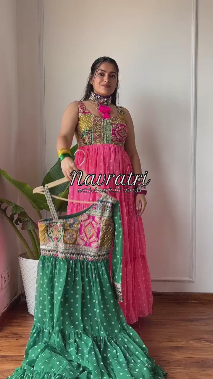 Green One Shoulder Bandhni Maxi Dress