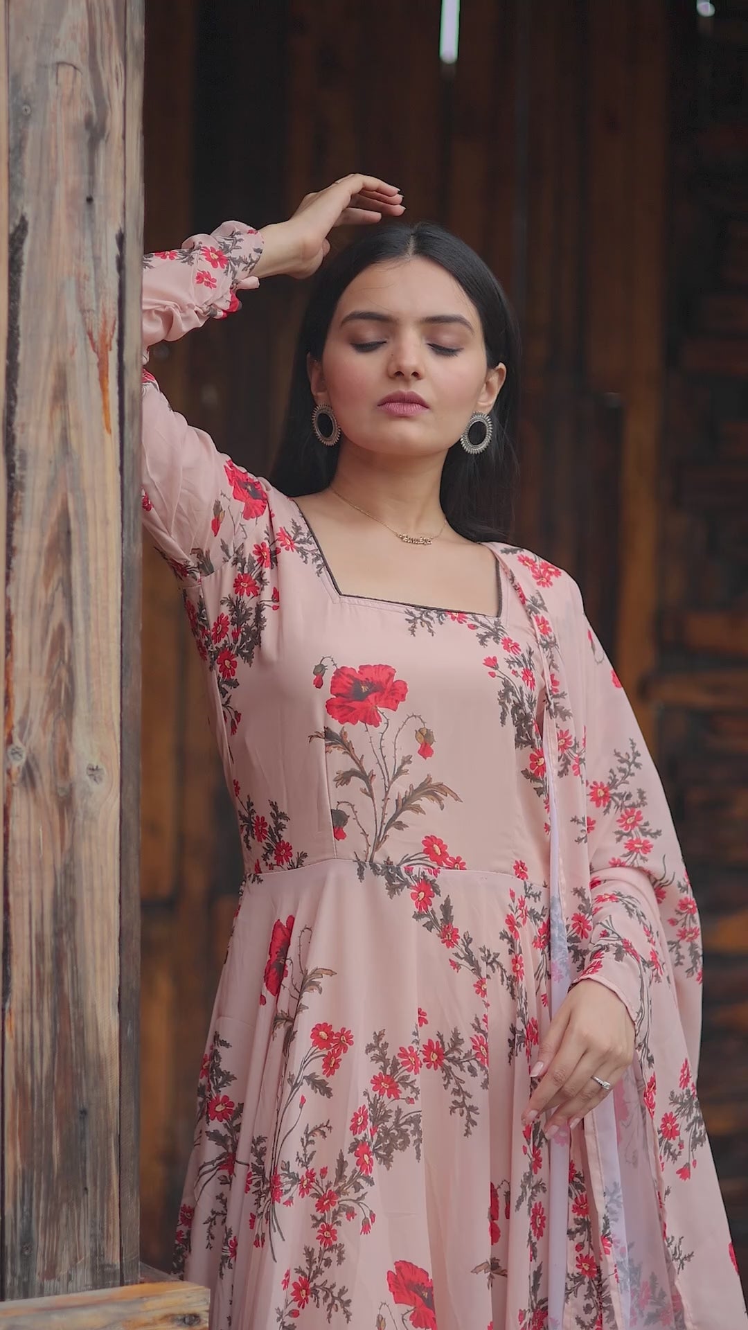 Georgette Floral Print Gown with Dupatta