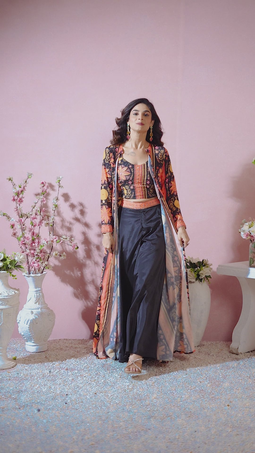 VASHTI CREPE CROPTOP-PLAZZO SET