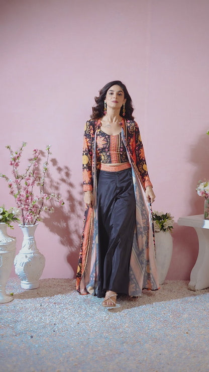VASHTI CREPE CROPTOP-PLAZZO SET