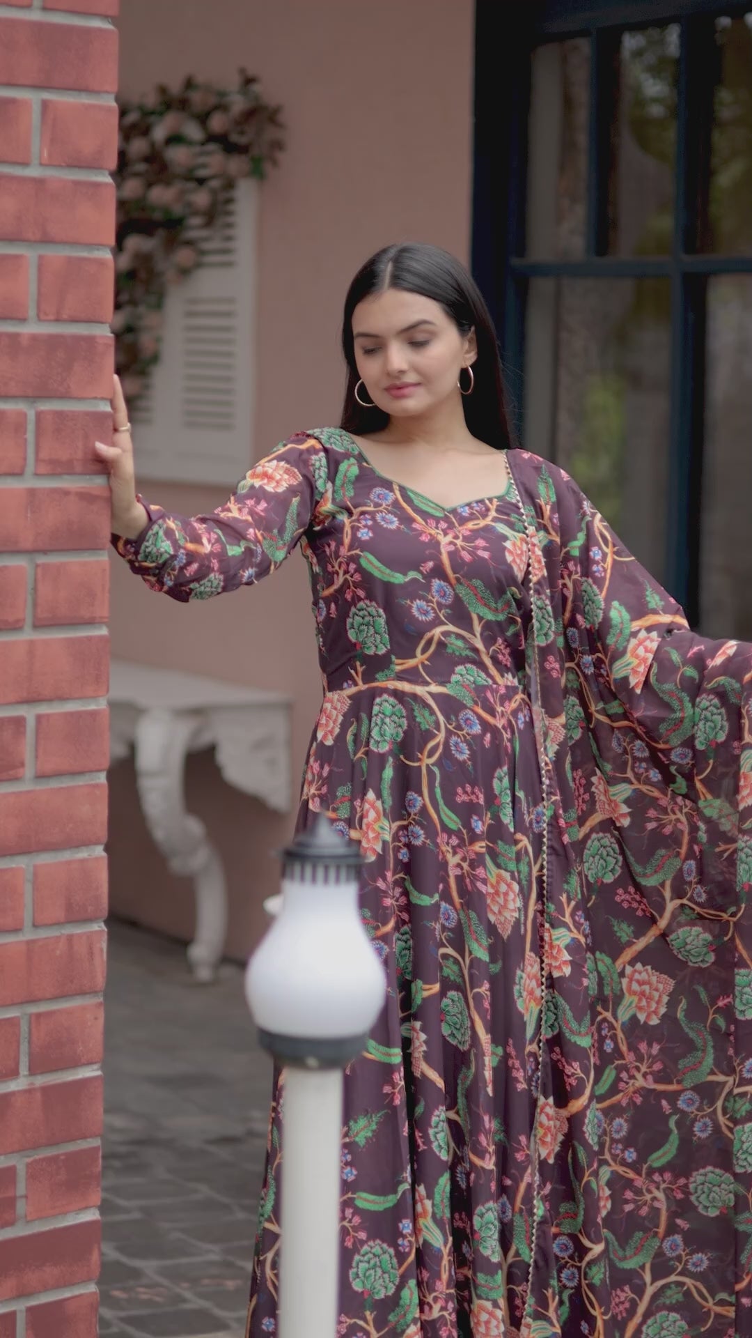 Faux Georgette Gown with Dupatta