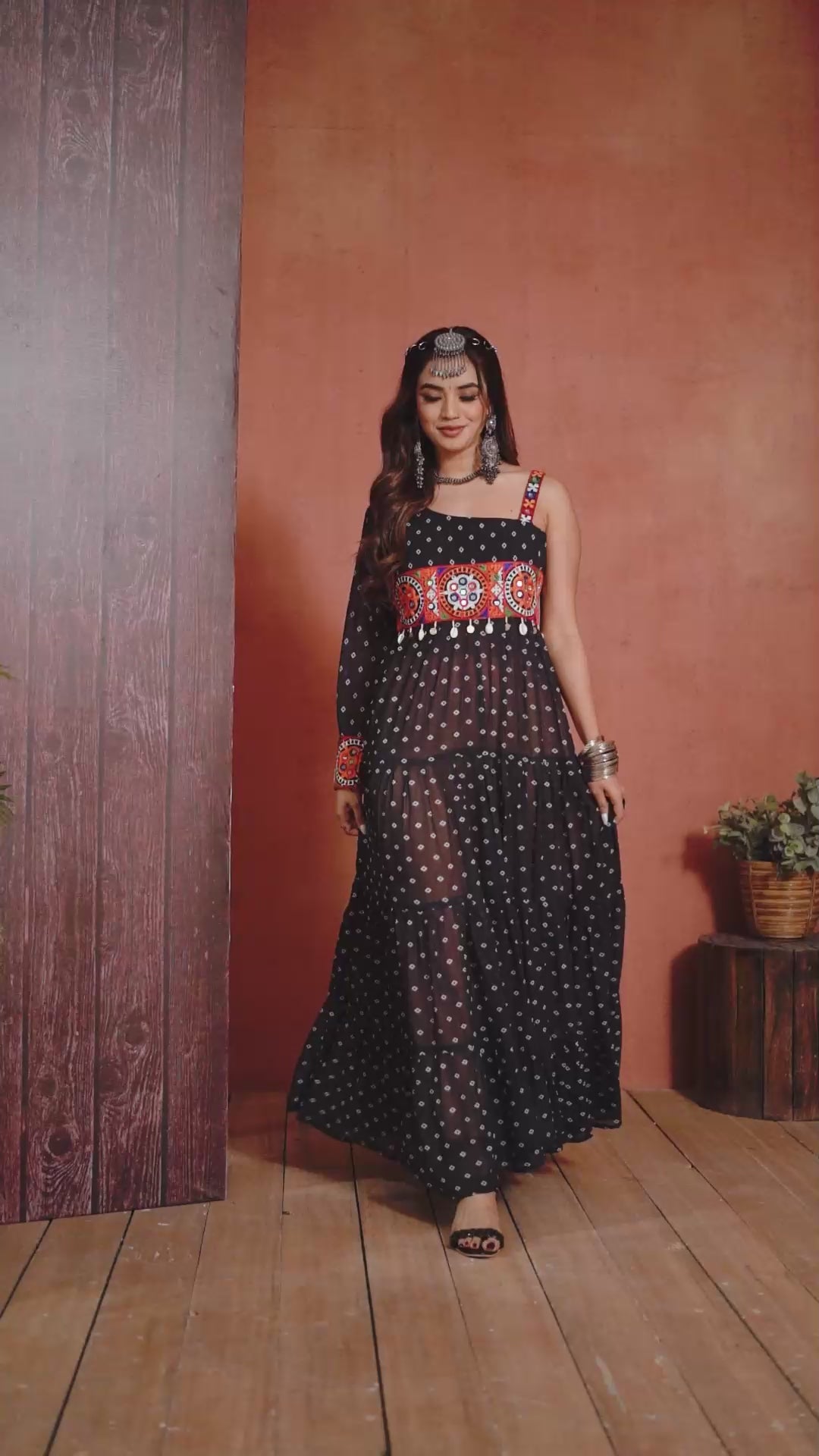 Navratri Faux Georgette Gown with Voluminous Flair