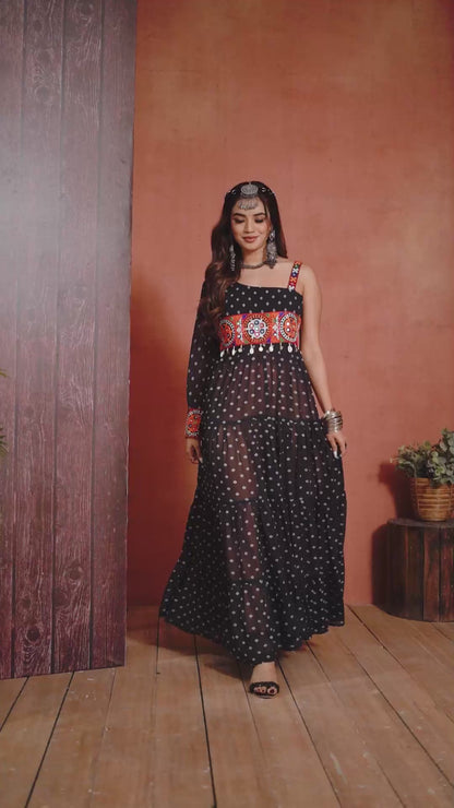 Navratri Faux Georgette Gown with Voluminous Flair