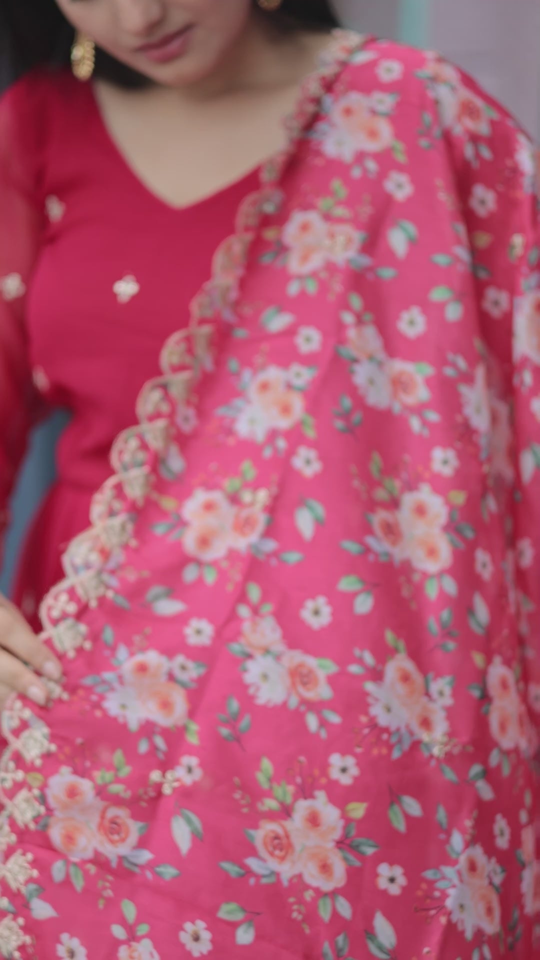 Georgette Embroidered Gown with Dupatta