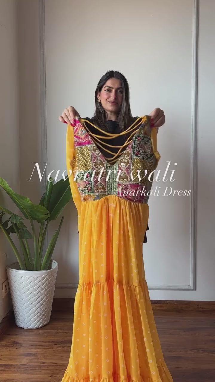 Yellow bandhini maxi dress