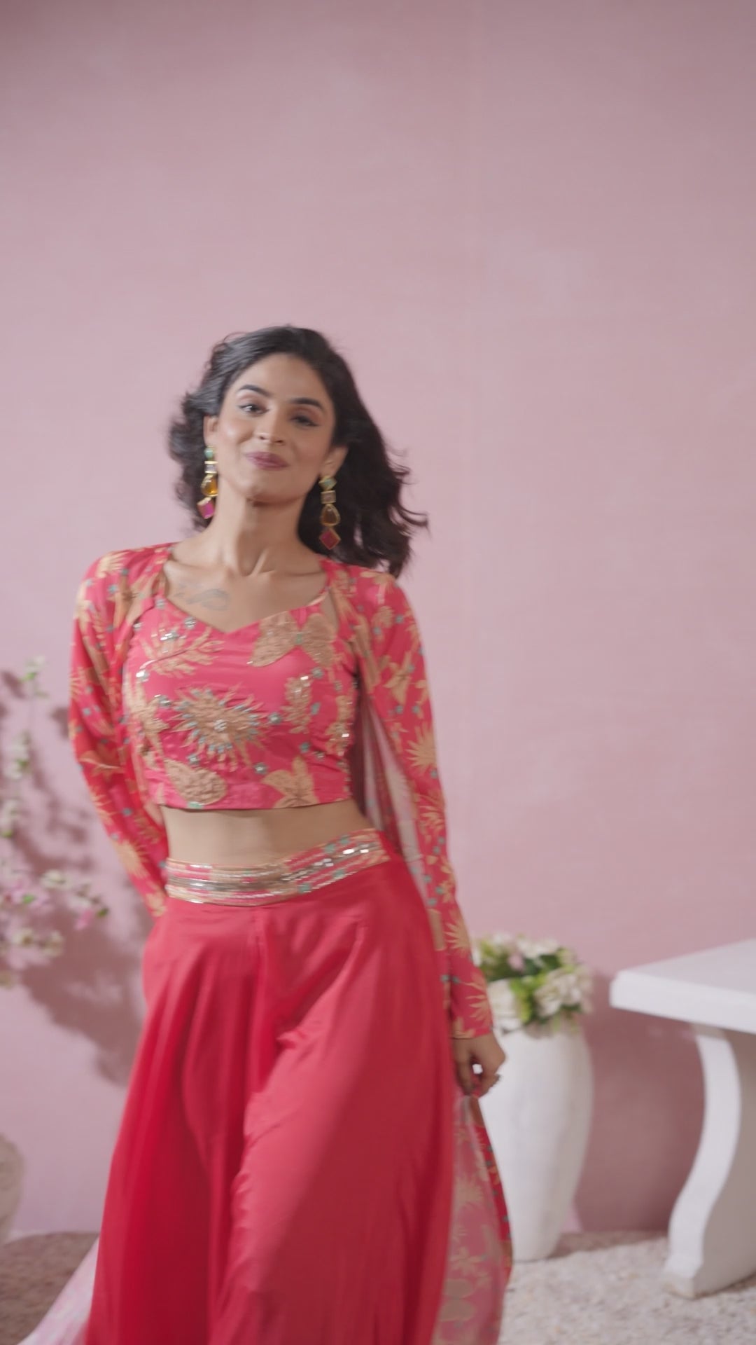 Vashti Elegant Crepe Shrug Set